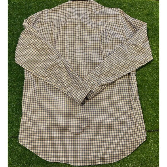 David Donahue shirt large mens plaid gingham casual business blue long sleeve - Picture 14 of 15